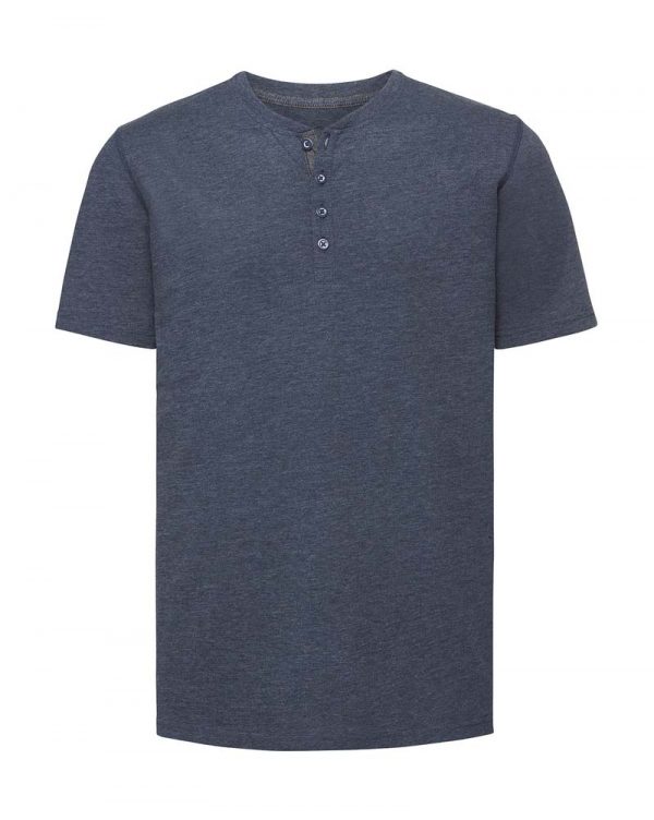 Mens Henley HD T Kleur Bright Navy Marl