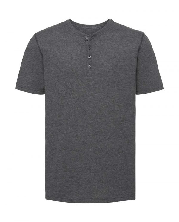 Mens Henley HD T Kleur Grey Marl