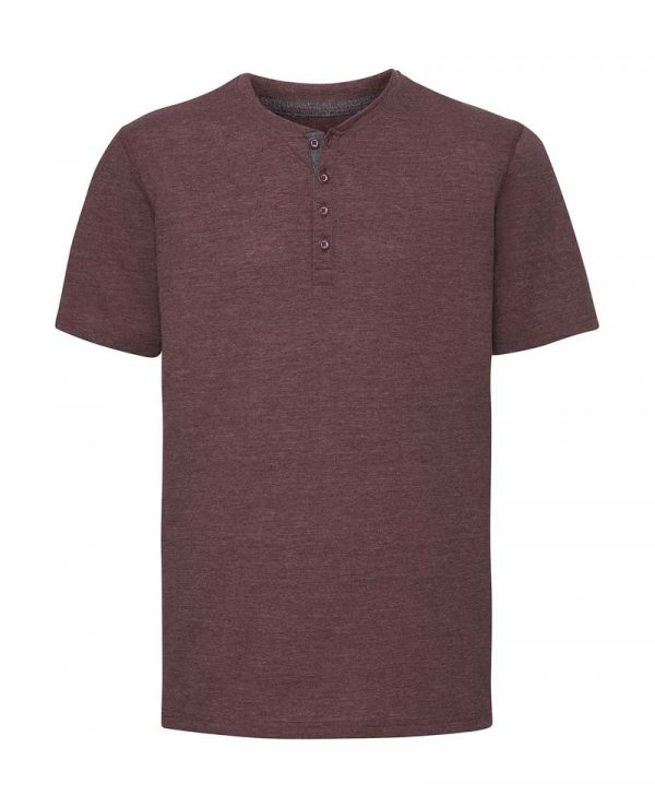 Mens Henley HD T Kleur Maroon Marl