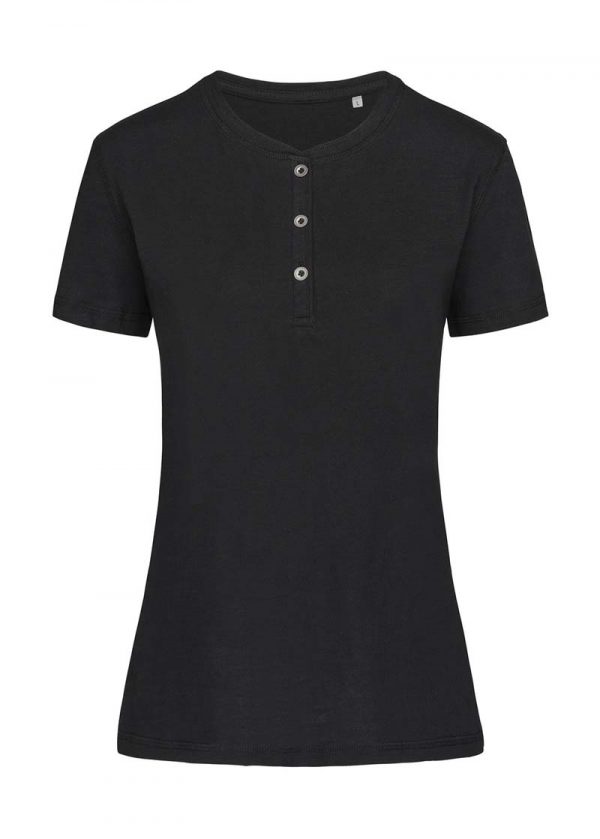 Sharon Henley T shirt Kleur Black Opal