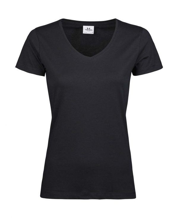 Womens Luxury V Neck Tee Kleur Black