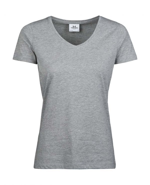 Womens Luxury V Neck Tee Kleur Heather Grey