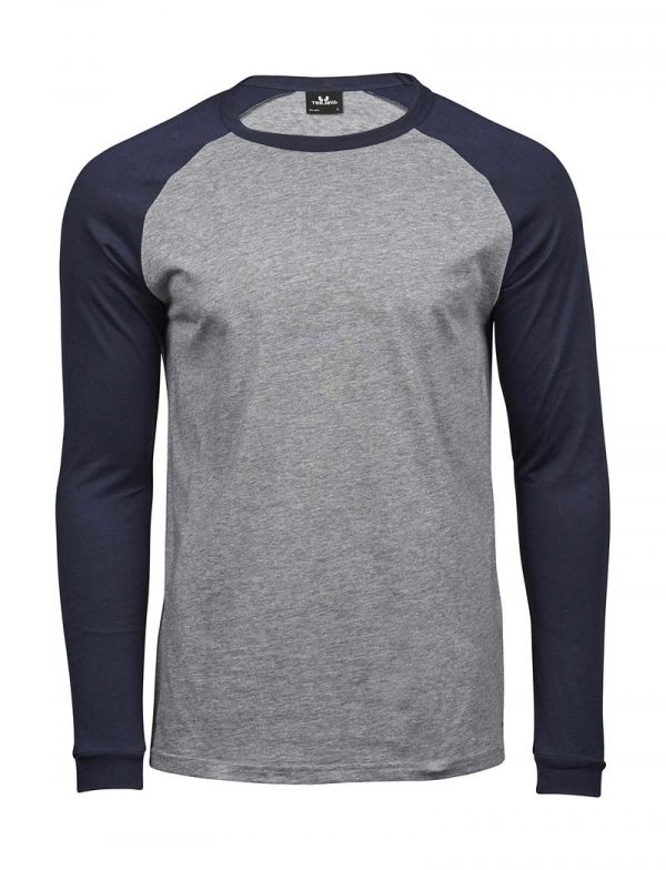 Baseball Tee Long Sleeve Kleur Heather Navy