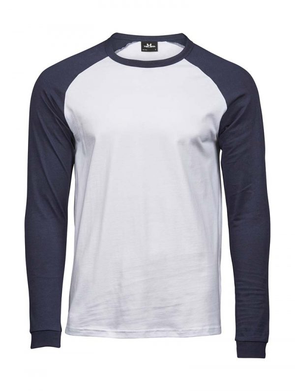 Baseball Tee Long Sleeve Kleur White Navy