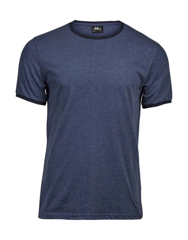 Ringer Tee Kleur Denim Melange Navy