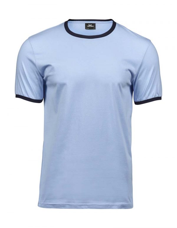 Ringer Tee Kleur Light Blue Navy