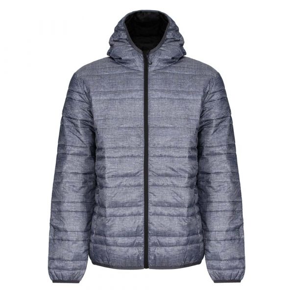 Hooded Firedown Baffle Jacket Kleur Marl Grey Print