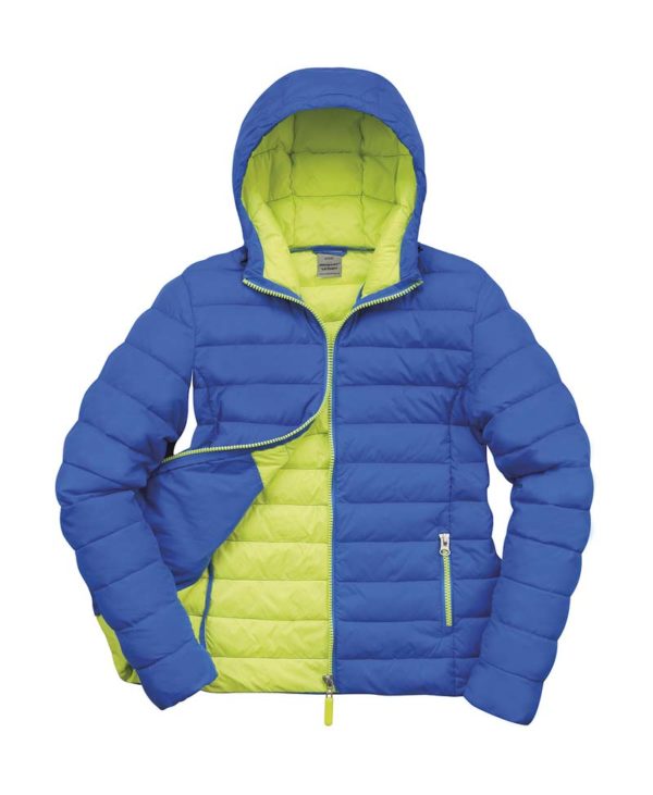 Ladies Snow Bird Hooded Jacket Kleur Ocean Blue Lime Punch