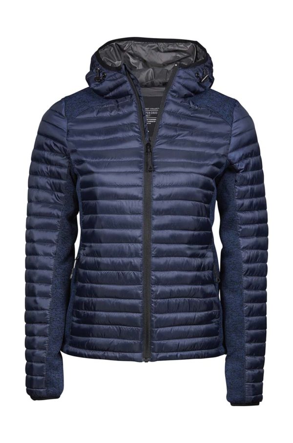 Ladies Hooded Outdoor Crossover Jacket Kleur Navy Navy Melange