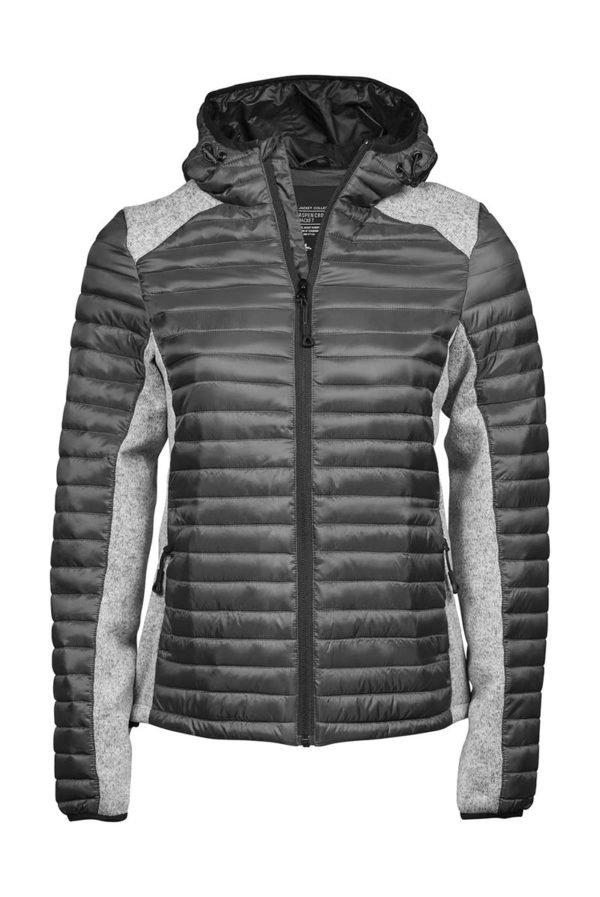 Ladies Hooded Outdoor Crossover Jacket Kleur Space Grey Grey Melange