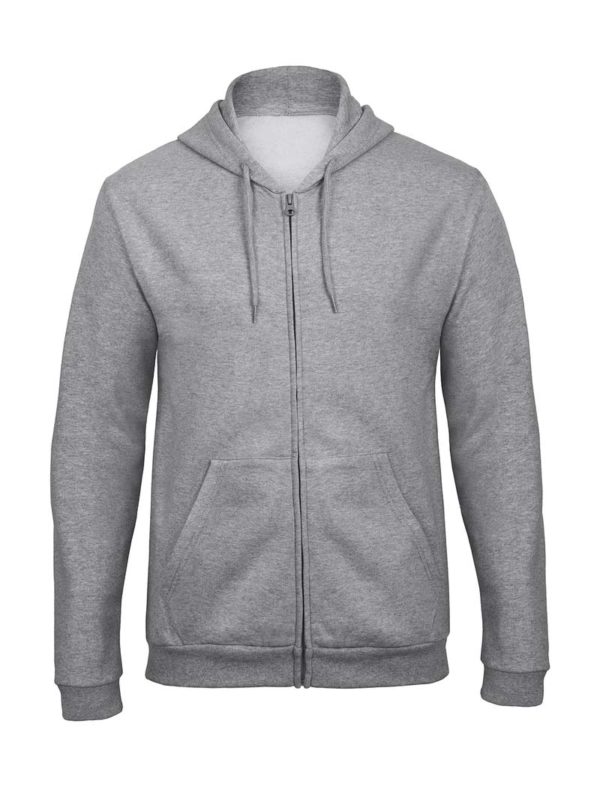 Hooded Full Zip Sweat Unisex Kleur Heather Grey