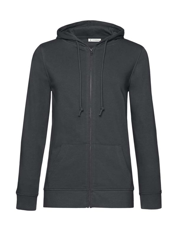 Organic Zipped Hooded Women Kleur Asphalt