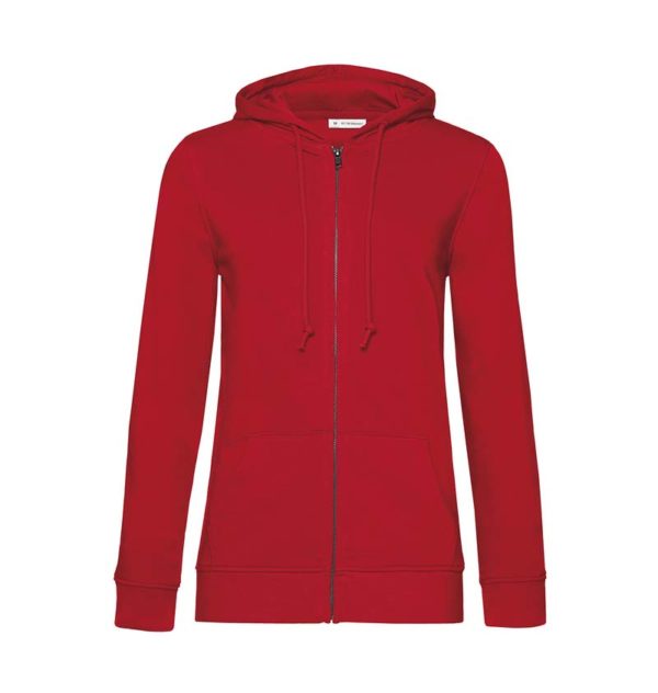 Organic Zipped Hooded Women Kleur Red