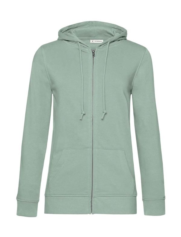 Organic Zipped Hooded Women Kleur Sage