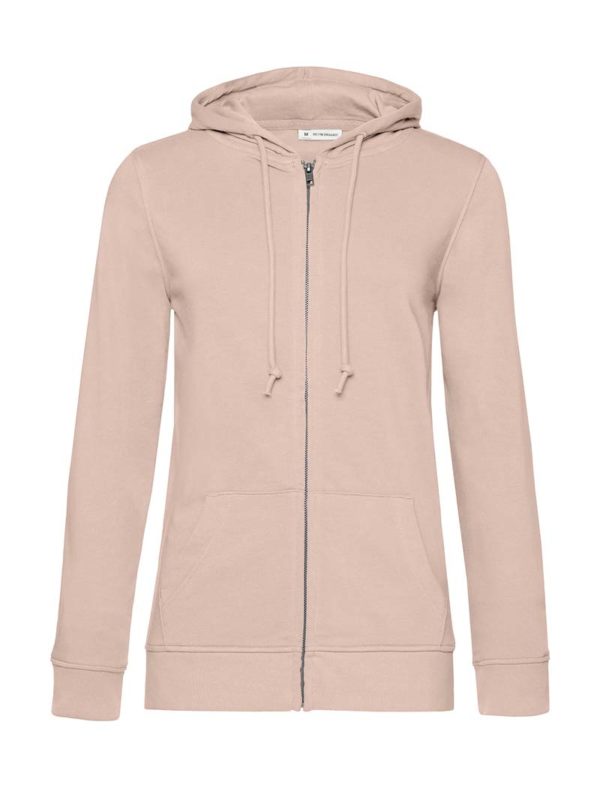 Organic Zipped Hooded Women Kleur Soft Rose