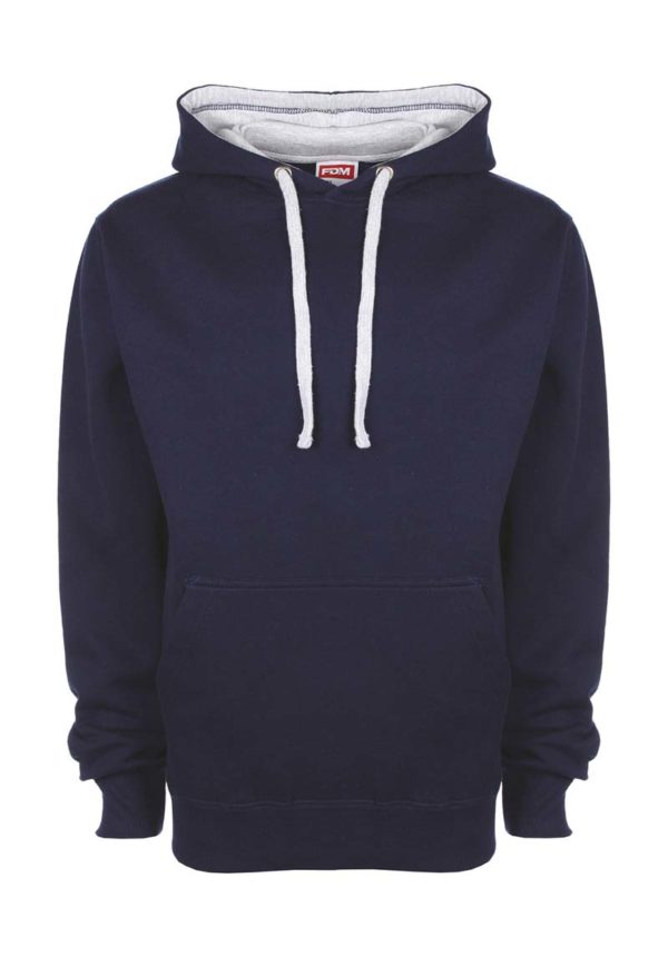 Contrast Hoodie Kleur Navy Sport Grey