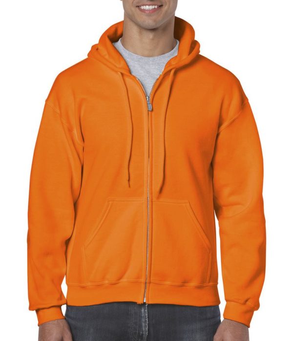 Heavy Blend Adult Full Zip Hooded Sweat Kleur Safety Orange