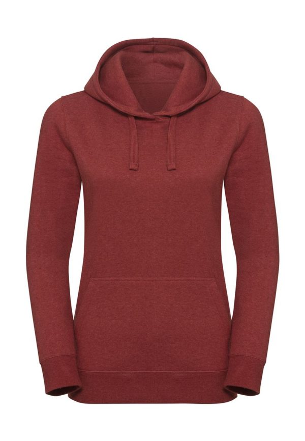 Ladies Authentic Melange Hooded Sweat Kleur Brick Red Melange