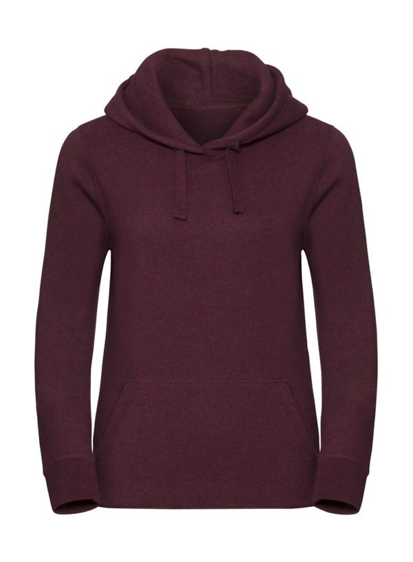 Ladies Authentic Melange Hooded Sweat Kleur Burgundy Melange