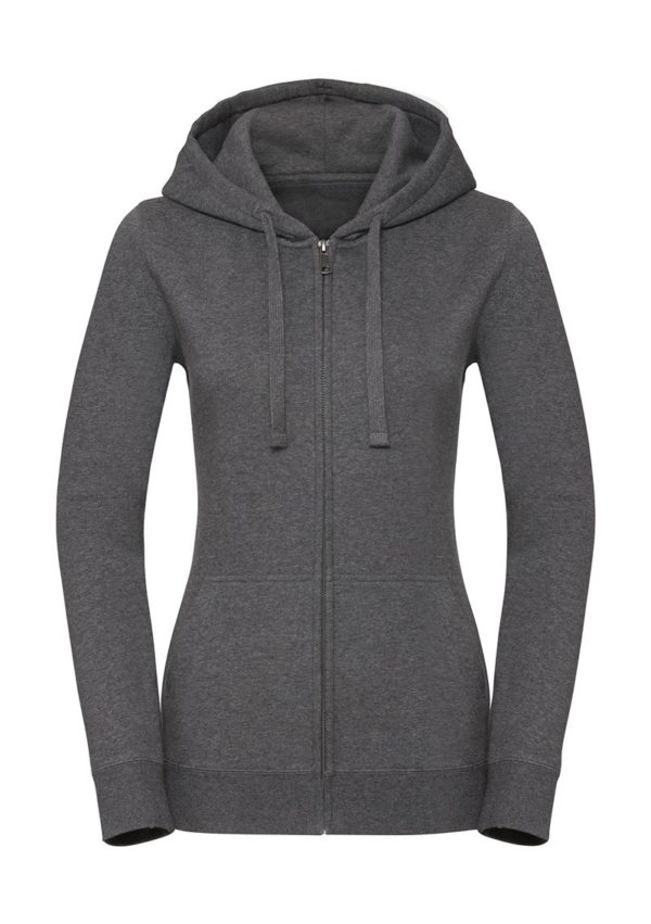 Ladies Authentic Melange Zipped Hood Sweat Kleur Carbon Melange