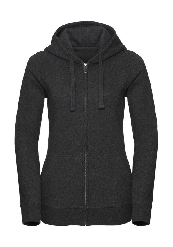 Ladies Authentic Melange Zipped Hood Sweat Kleur Charcoal Melange