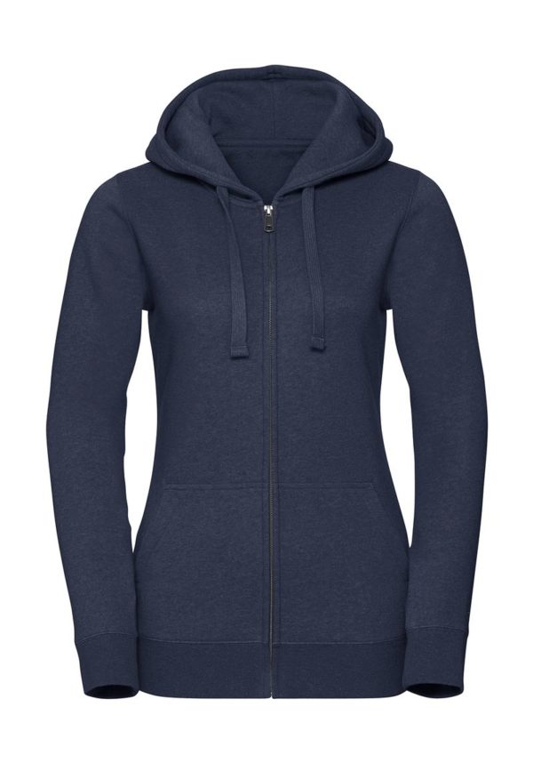 Ladies Authentic Melange Zipped Hood Sweat Kleur Indigo Melange