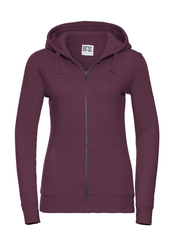 Ladies Authentic Zipped Hood Kleur Burgundy