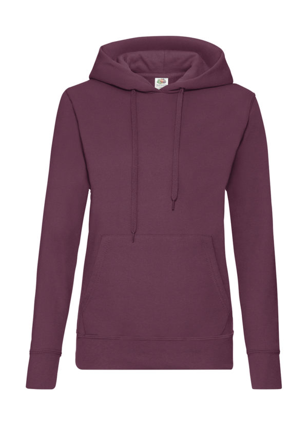 Ladies Classic Hooded Sweat Kleur Burgundy