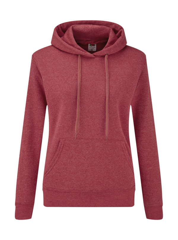 Ladies Classic Hooded Sweat Kleur Heather Red