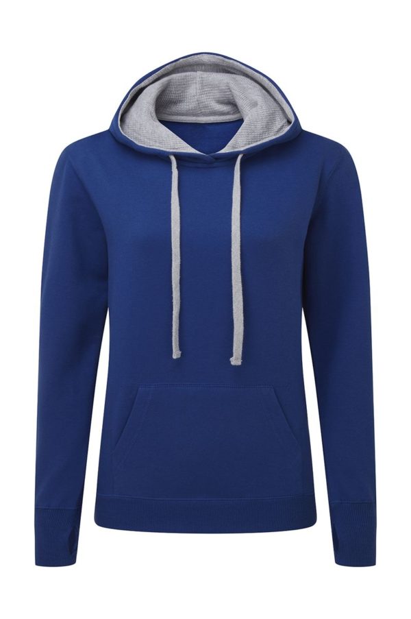 Ladies Contrast Hoodie Kleur Royal Light Oxford