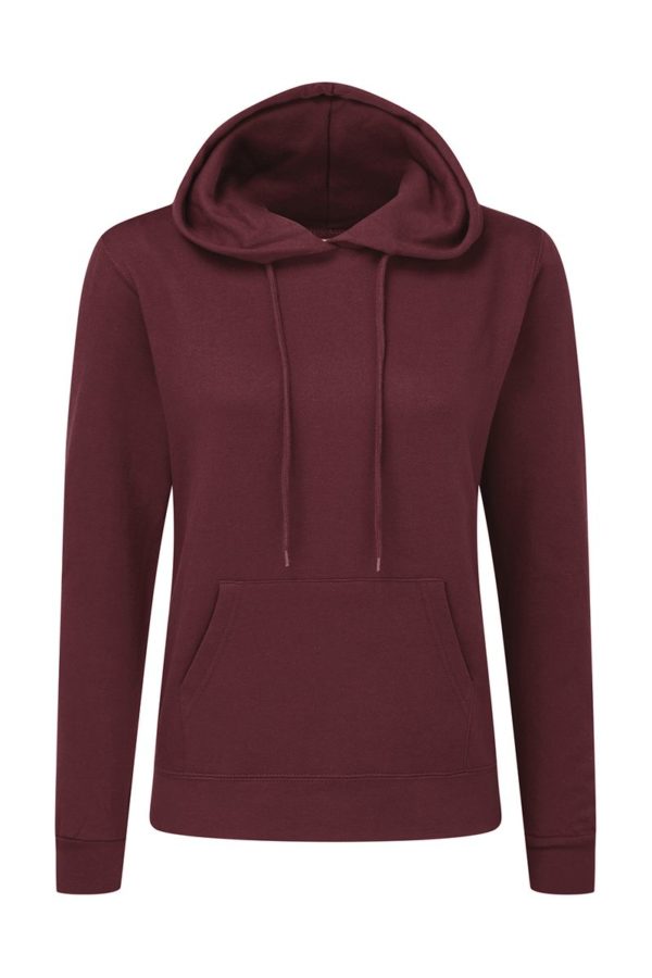 Ladies Hooded Sweatshirt Kleur Burgundy