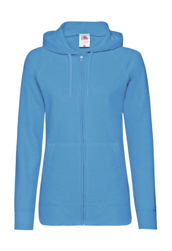 Ladies Lightweight Hooded Sweat Jacket Kleur Azure Blue