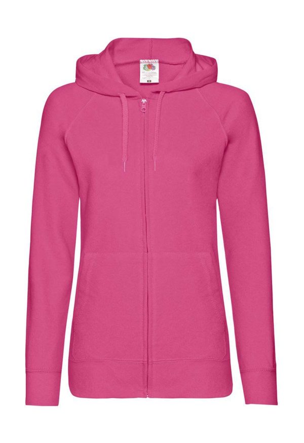 Ladies Lightweight Hooded Sweat Jacket Kleur Fuchsia