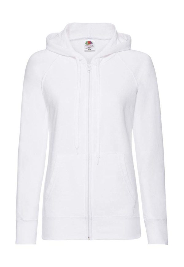 Ladies Lightweight Hooded Sweat Jacket Kleur White