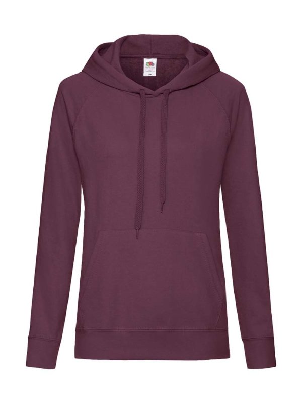 Ladies Lightweight Hooded Sweat Kleur Burgundy