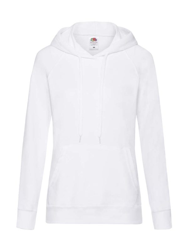 Ladies Lightweight Hooded Sweat Kleur White