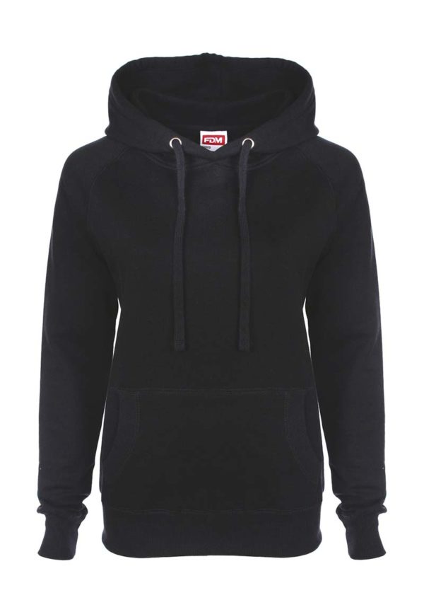 Ladies Raglan Hoodie Kleur Black