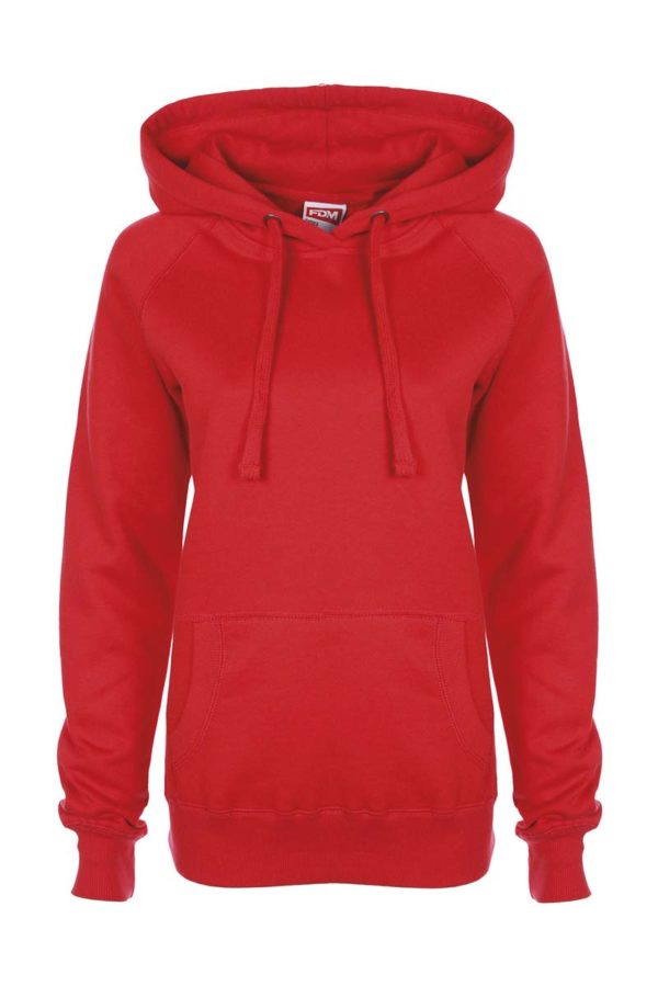 Ladies Raglan Hoodie Kleur Fire Red