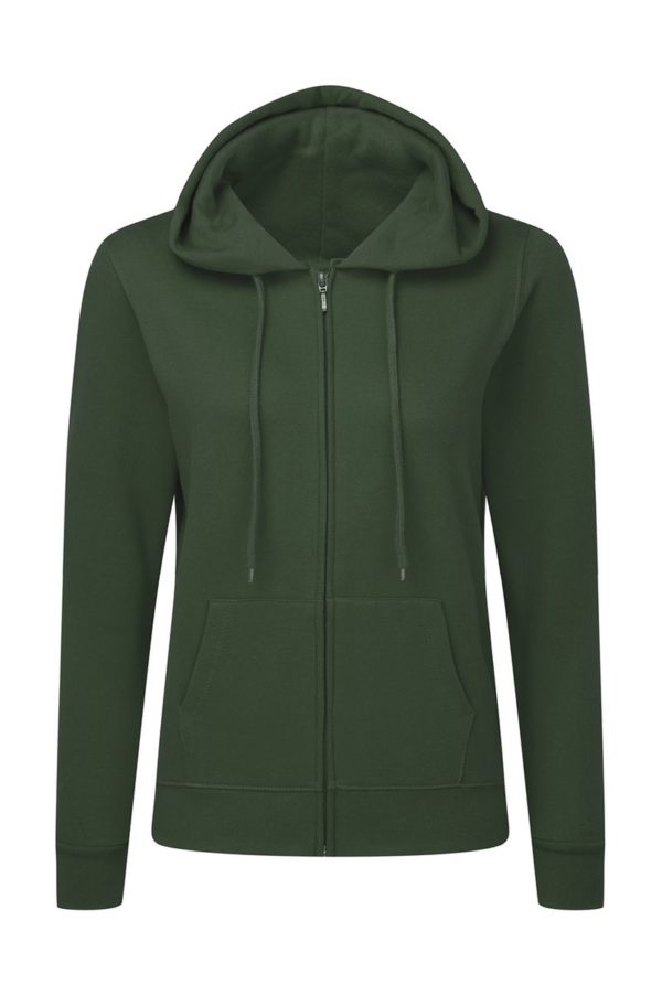 Ladies Zip Hood Kleur Bottle Green