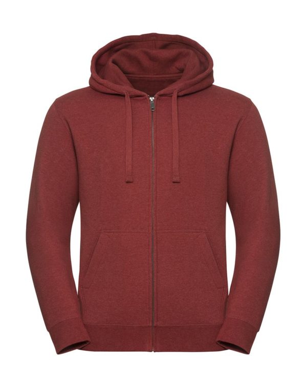 Mens Authentic Melange Zipped Hood Sweat Kleur Brick Red Melange