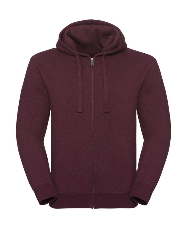 Mens Authentic Melange Zipped Hood Sweat Kleur Burgundy Melange