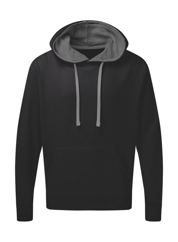 Mens Contrast Hoodie Kleur Black Grey