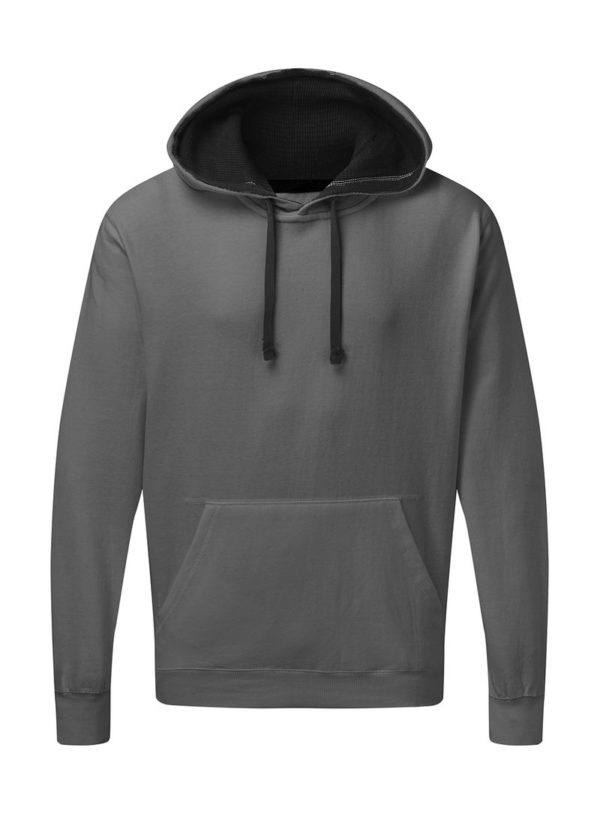 Mens Contrast Hoodie Kleur Grey Black