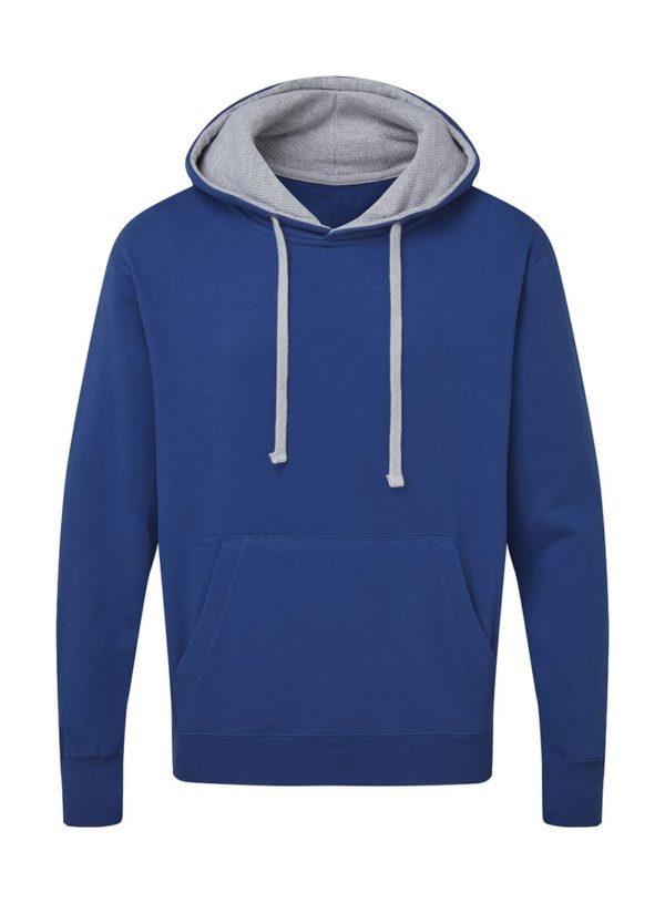 Mens Contrast Hoodie Kleur Royal Light Oxford