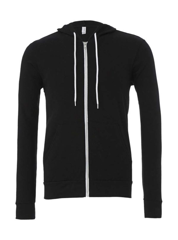 Unisex Poly Cotton Full Zip Hoodie Kleur Black