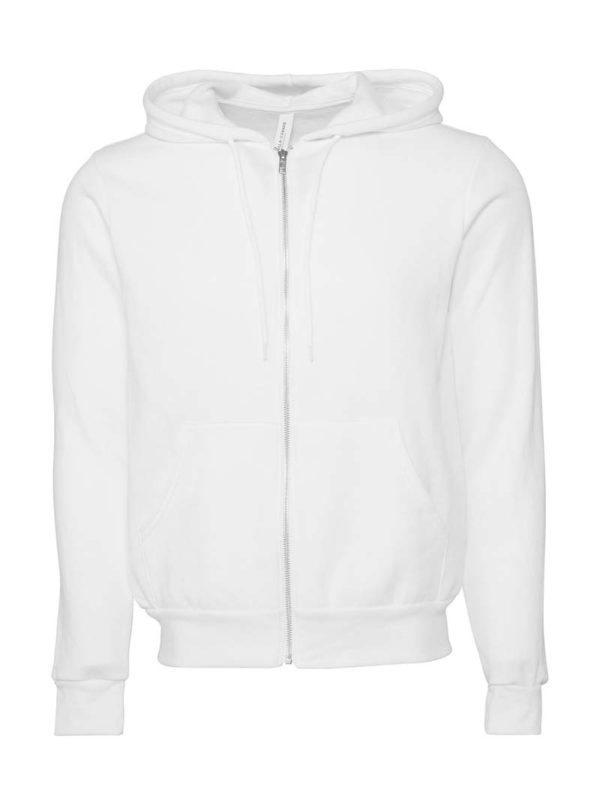 Unisex Poly Cotton Full Zip Hoodie Kleur DTG White