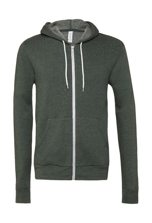 Unisex Poly Cotton Full Zip Hoodie Kleur Heather Forest