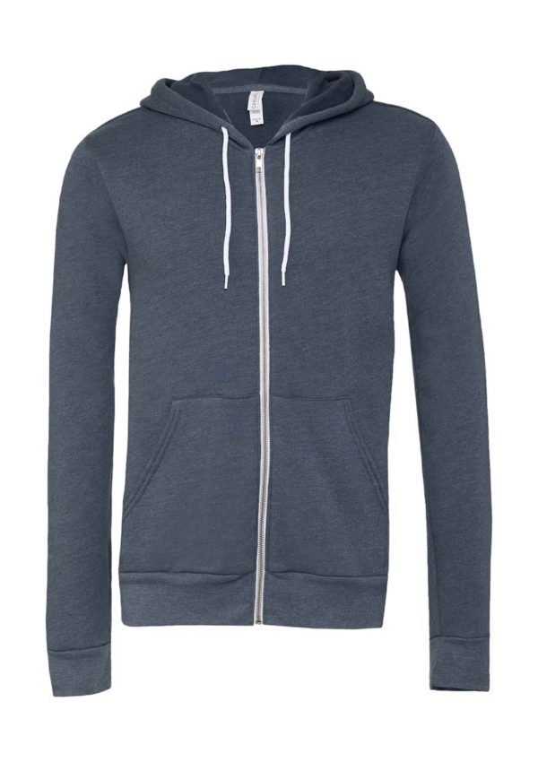 Unisex Poly Cotton Full Zip Hoodie Kleur Heather Navy