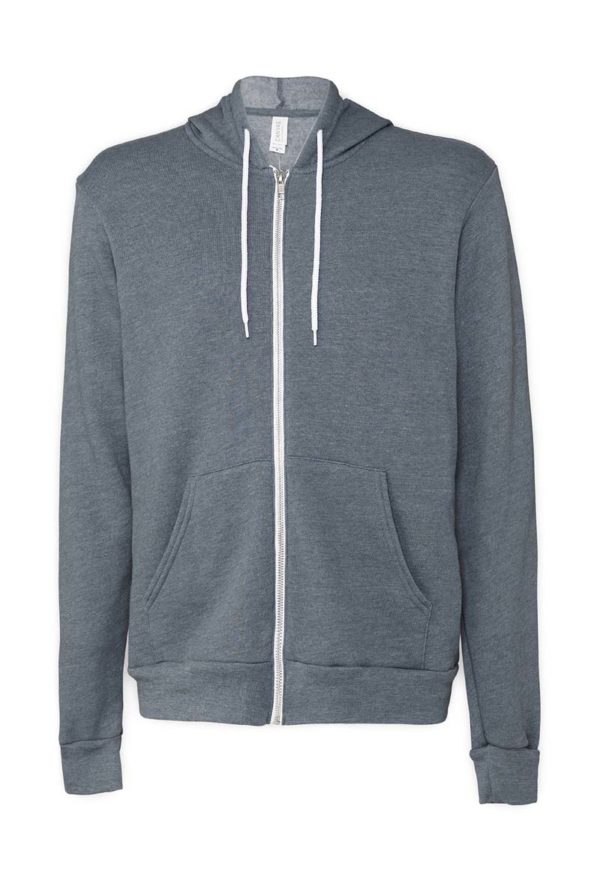 Unisex Poly Cotton Full Zip Hoodie Kleur Heather Slate