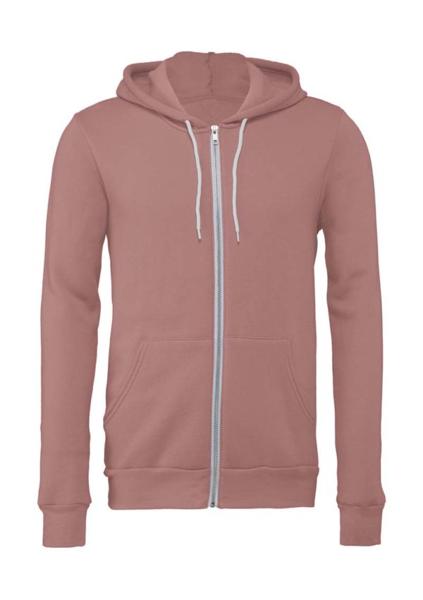 Unisex Poly Cotton Full Zip Hoodie Kleur Mauve